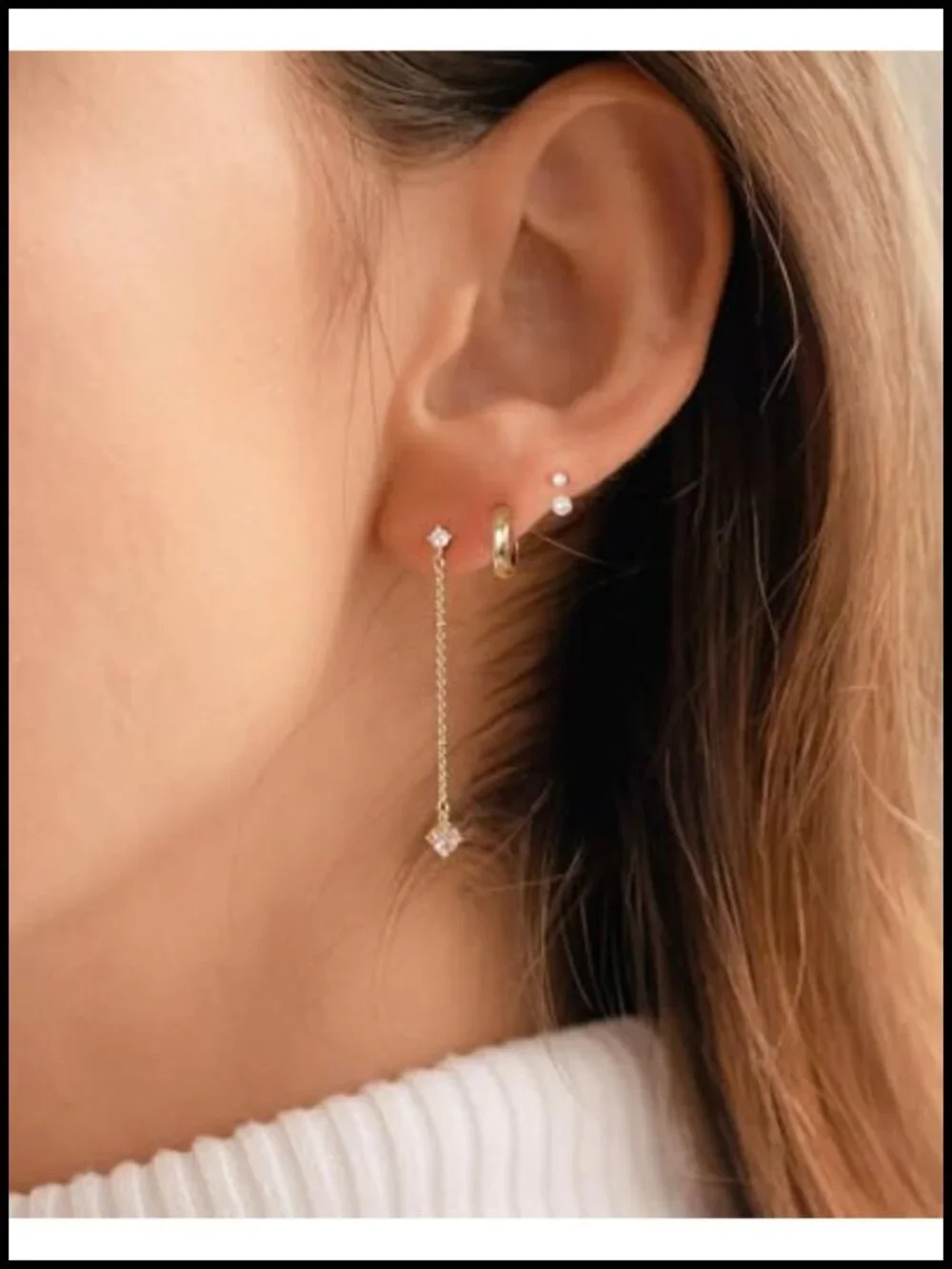 Pearl Drop Dangle Earrings 14K Gold Plated CZ Accent Bridal Jewelry